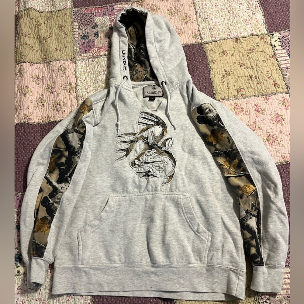 Legendary Whitetails Gray Hoodie with Camo Accents